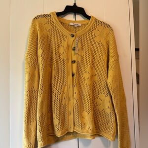 Madewell Mustard Floral Crochet Cardigan